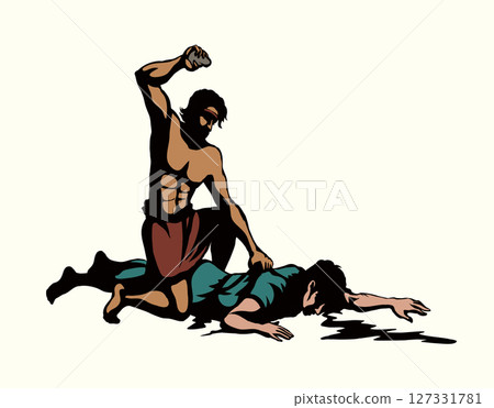 Cain and Abel. Vector drawing 127331781