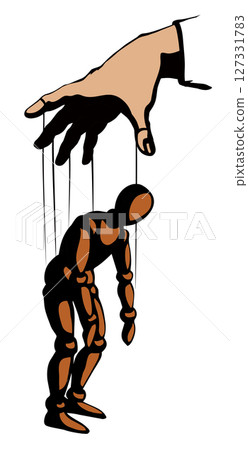 Man is a puppet. Vector drawing 127331783