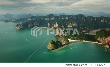 Aerial view of tropical lagoon, Railay, Thailand Aerial view of tropical lagoon, Railay, Thailand 127332248