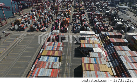 Shipping port with colorful containers 127332253