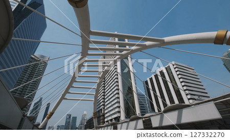 Walkway bridge arch and skyscrapers in Bangkok Walkway bridge arch and skyscrapers in Bangkok 127332270