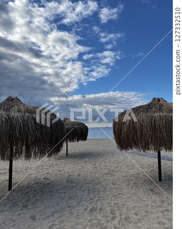 Beach chair sunset. High quality photo 127332510