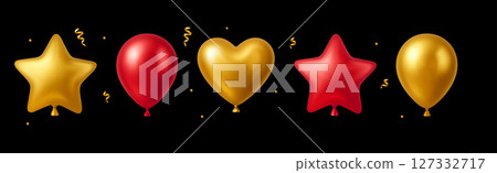 3d Balloon Gold Red Golden Luxury Confetti Element Gift StarHeart Ball Balloons Icon Vector Card 3d Balloon Gold Red Golden Luxury Confetti Element Gift StarHeart Ball Balloons Icon Vector Card 127332717