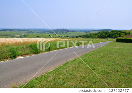 Sancerre, France. A distant view of the hilltop village of Sancerre on June 9, 2025. Sancerre, France. A distant view of the hilltop village of Sancerre on June 9, 2025. 127332777