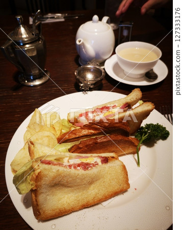 Coffee shop sandwiches and waffles Coffee shop sandwiches and waffles 127333176