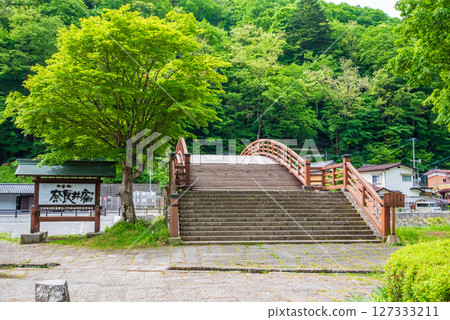長野縣鹽尻市舊中山道奈良井宿木曾橋 長野縣鹽尻市舊中山道奈良井宿木曾橋 127333211