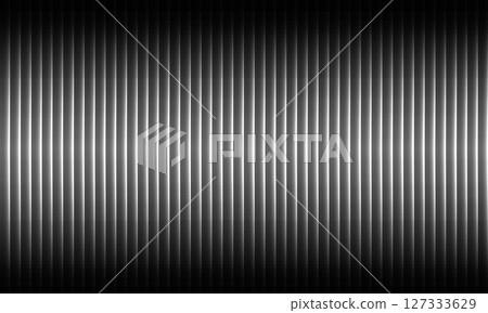 Monochrome refractive illusion with vertical ribbed glass texture and dynamic layered stripe depth 127333629