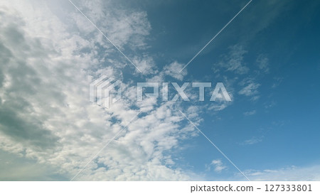 Time lapse. Serene Blue Sky with Soft and Fluffy Clouds in a Beautiful Daylight Setting Above 127333801