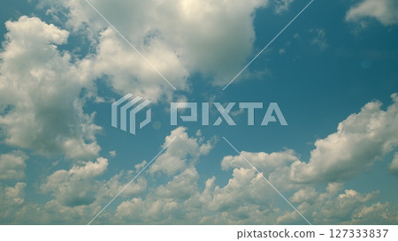 Time lapse. Dynamic Cloud Patterns Moving Gracefully Across a Bright and Lively Blue Sky Above Us Time lapse. Dynamic Cloud Patterns Moving Gracefully Across a Bright and Lively Blue Sky Above Us 127333837