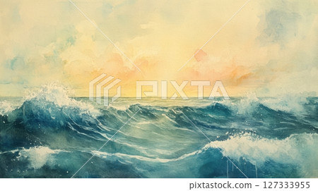 Watercolor Painting Of An Ocean 127333955