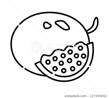 Passion fruit black and white vector line illustration 127334038