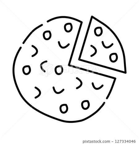 Pizza black and white vector line illustration 127334046