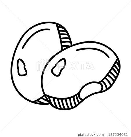 Two kidney beans black and white vector line icon 127334081