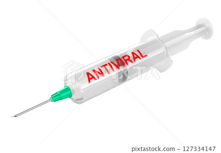 Syringe with Antiviral. 3D rendering 127334147