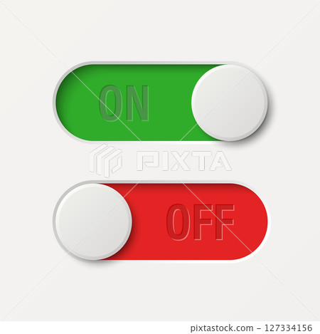 Vector White Toggle Switch Set. Realistic Toggle Switch. On Off Button, Modern Toggle Switch for User Interface, App, Web, Settings, Technology. UI Element, Control Panel Vector White Toggle Switch Set. Realistic Toggle Switch. On Off Button, Modern Toggle Switch for User Interface, App, Web, Settings, Technology. UI Element, Control Panel 127334156