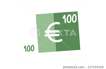 Euro bill flat design. Currency banknote in digital format. Payment element, finance concept, ideal for business usage. 127334316
