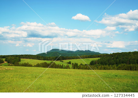 初夏的廣闊風景,自然的景象,北海道 初夏的廣闊風景,自然的景象,北海道 127334445