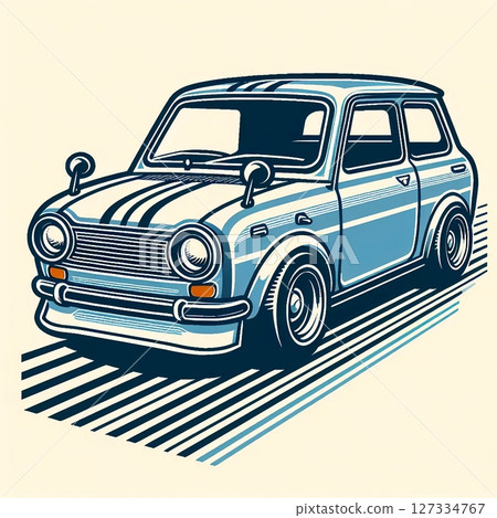 可愛又快速！ Mini Cooper 風格賽車標誌 127334767
