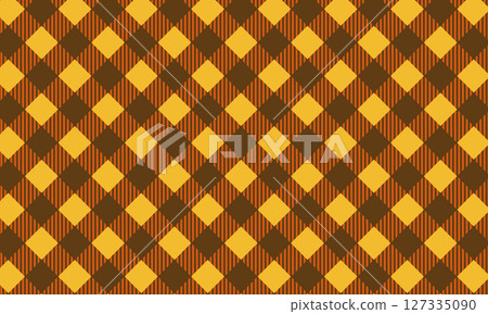 Checkered picnic plaid background. Gingham pattern. Halloween or Thanksgiving Day print. Tablecloth, blanket, basket napkin or towel texture. Wrapping paper or textile design. Vector illustration 127335090