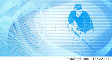 Man playing hockey on a rink. Man playing hockey on a rink. 127335134