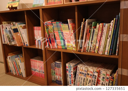 書架上陳列的書籍 127335651
