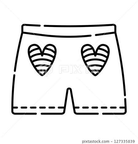 Man shorts with hearts black line icon Man shorts with hearts black line icon 127335839