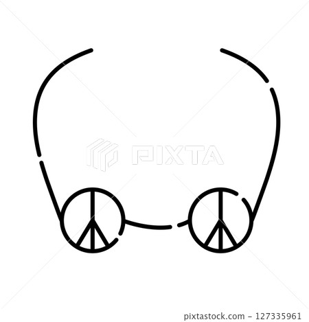 Glasses with pacific sign, vector black line icon 127335961