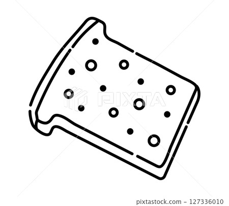 Piece of bread, black and white toast, vector line illustration Piece of bread, black and white toast, vector line illustration 127336010