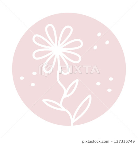 White chamomile in beige circle, light pastel, piglet color White chamomile in beige circle, light pastel, piglet color 127336749