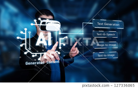 Futuristic Representation of AI Technologies with Virtual Reality and Generated Content for Text, Speech, and Image Applications XDMCP 127336865