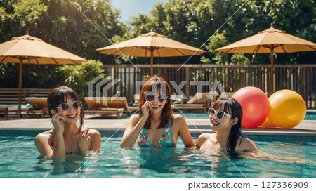 在烈日炎炎下，水花四濺，歡聲笑語四起，二十多歲的姑娘們在盛夏的青春熱浪中奔跑，刻畫出精彩瞬間。 127336909