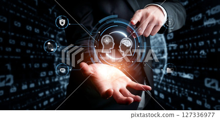 Human interact with AI artificial intelligence brain process generative AI FaaS 127336977