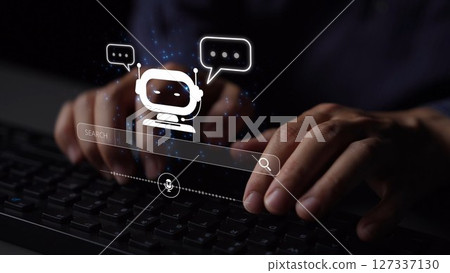 AI Assistant Chatbot Interface with Voice Command and Smart Search Muxer 127337130