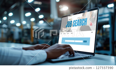Online job search on brisk website for worker to search for job opportunities 127337390