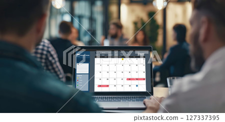 Calendar on computer software application for brisk schedule planning 127337395