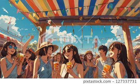 A moment of youth called a festival, surrounded by music, friendship and laughter under the midsummer sun. 127337731