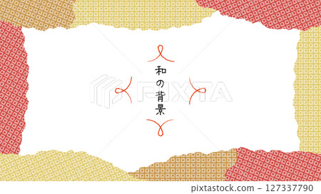 日式背景。成熟色彩的日式框架。摺紙剪紙桌布。 127337790