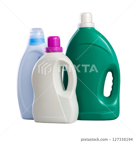 Cleaning products in plastic bottles on the counter Cleaning products in plastic bottles on the counter 127338194