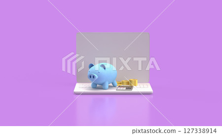 The Piggy bank and coins for earn or Business concept 3d Rendering. The Piggy bank and coins for earn or Business concept 3d Rendering. 127338914