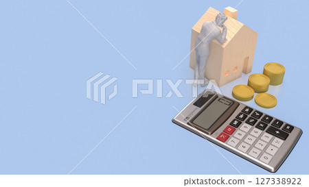 The House and coins for Building or property concept 3d Rendering. The House and coins for Building or property concept 3d Rendering. 127338922