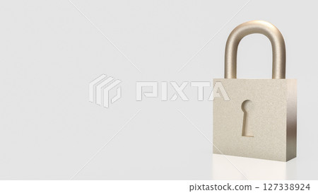 The Lock on white Background for Security concept 3d Rendering. 127338924
