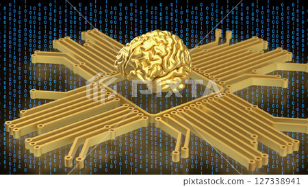 The Gold Brain and Logic for Technology concept 3d Rendering. 127338941