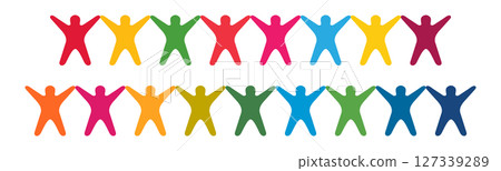 以永續發展目標的色彩進行溝通!人們張開雙手的圖示插圖 以永續發展目標的色彩進行溝通!人們張開雙手的圖示插圖 127339289