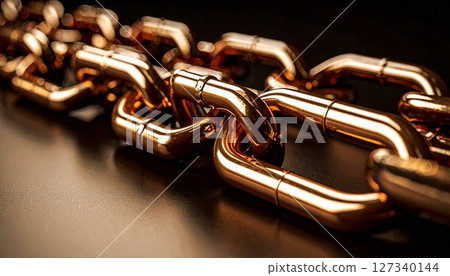 Metal chain connection and symbol of strength 3 127340144