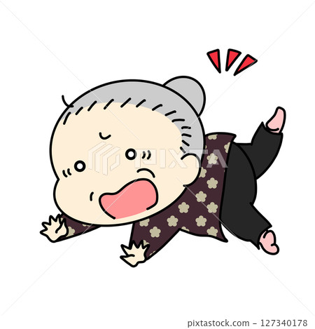 Illustration of a grandmother about to fall forward 127340178
