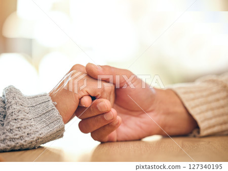 Love, support or couple holding hands with hope, trust and faith in a marriage partnership commitment. Wellness, zoom or calm people with empathy, kindness or care in counseling or therapy for help Love, support or couple holding hands with hope, trust and faith in a marriage partnership commitment. Wellness, zoom or calm people with empathy, kindness or care in counseling or therapy for help 127340195