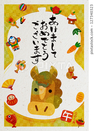 Year of the Horse New Year's Card Japanese Style Lucky Charm 127340323