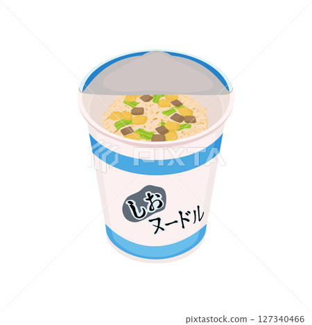 一杯打開的鹽味泡麵插圖 127340466