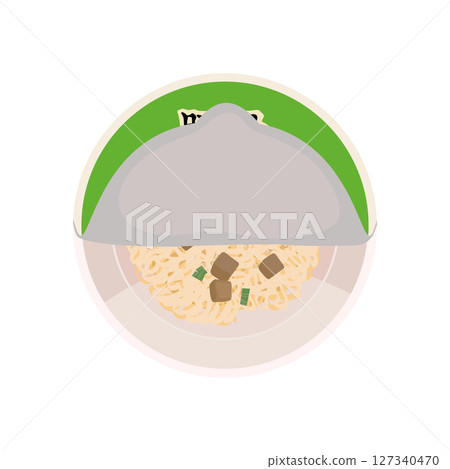 打開的豚骨方便麵杯插圖 127340470