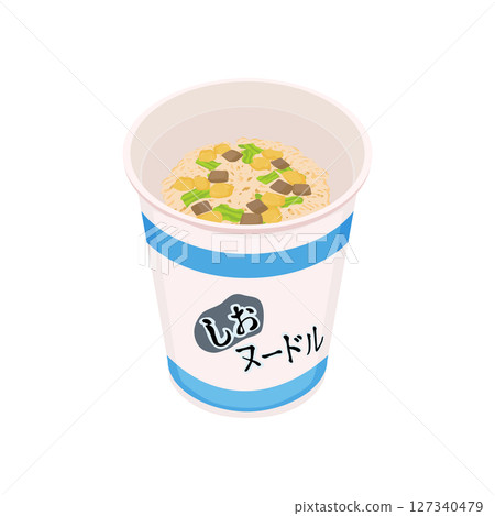 揭開蓋子的鹽味泡麵插圖 127340479